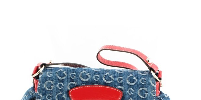 Dámská tmavě modrá denimová kabelka Guess s červenými detaily
