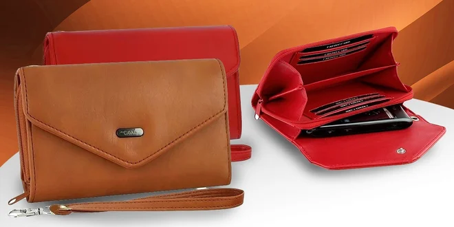 Peňaženka s puzdrom na mobil a na doklady v jednom