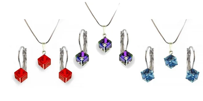 Luxusný set Swarovski v tvare štýlovej kocky
