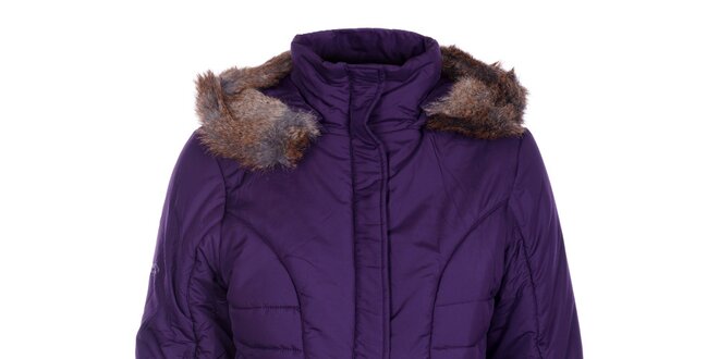 Dámská tmavě fialová zimní bunda Loap s kožíškem