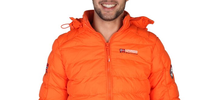Pánská oranžová prošívaná bunda s kapucí Geographical Norway