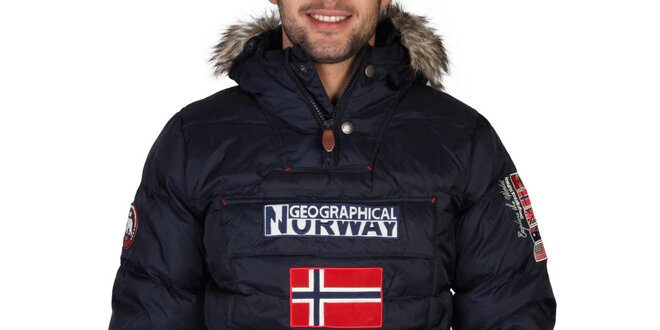 Pánská tmavě modrá bunda s vlajkou Geographical Norway