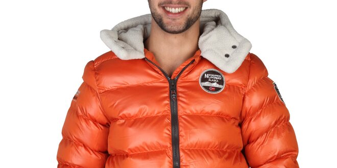 Pánská oranžová zimní bunda s kapucí Geographical Norway