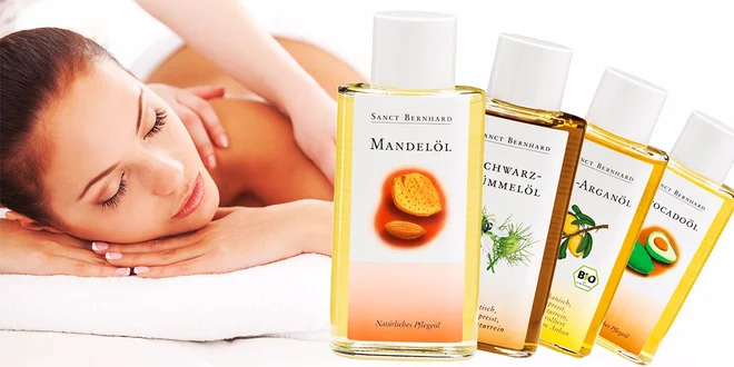 Prírodné oleje: arganový, mandľový, avokádový, rascový alebo sezamový