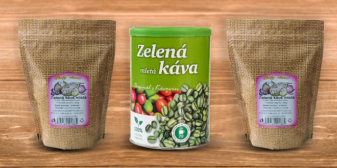 Zelená mletá alebo zrnková káva 230 alebo 300 gramová