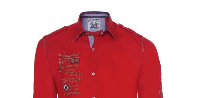 Pánská červená košile s výšivkami Giorgio Di Mare