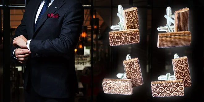 Originálne drevené manžetové gombíky