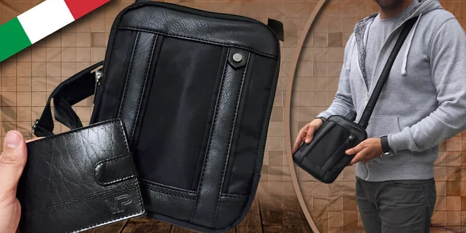 Pánsky set Grande Milano - kožená peňaženka a taška