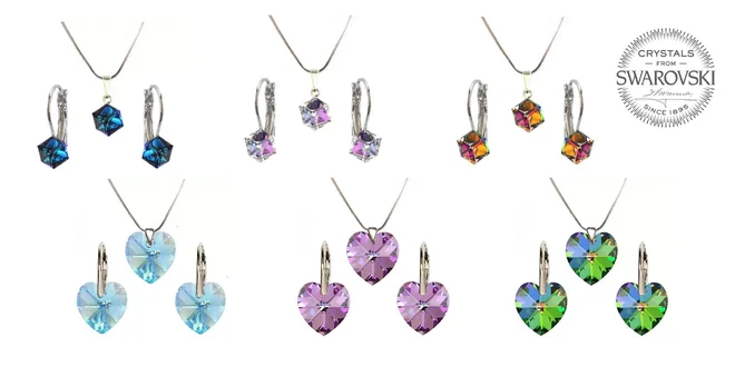 Sety Swarovski v tvare srdca alebo kocky