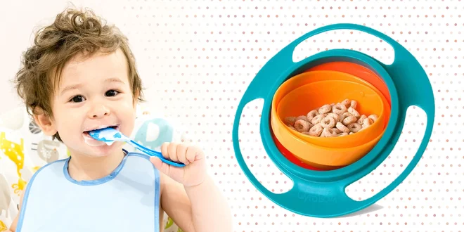 Neprevrátiteľná miska pre deti! Jedlo zostáva na svojom mieste!