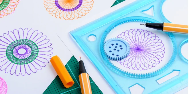 Detská kreatívna sada: Spirograf so šablónkami na kreslenie