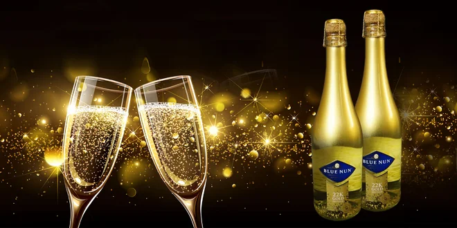 Slávnostné šumivé víno s 22-karátovým zlatom