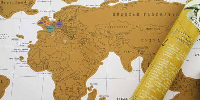 Cestovateľská stieracia mapa v tubuse