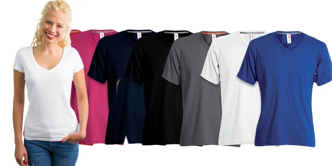 Klasické dámske tričko V-NECK s krátkym rukávom