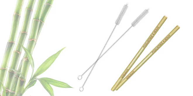 Bambusové EKO slamky s čistiacou kefkou