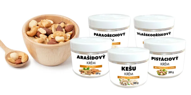 Orechové krémy bez konzervantov - česká výroba