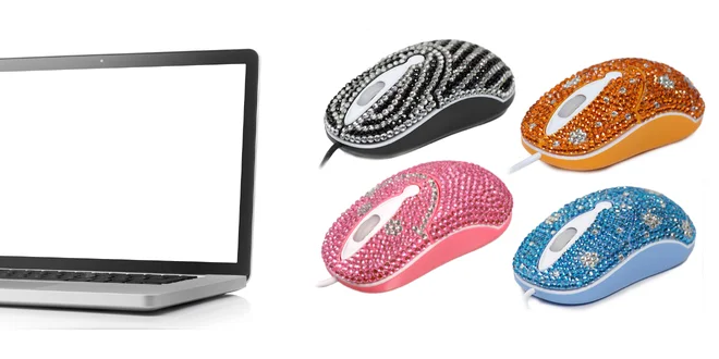 Štýlové PC myši vykladané kryštálikmi