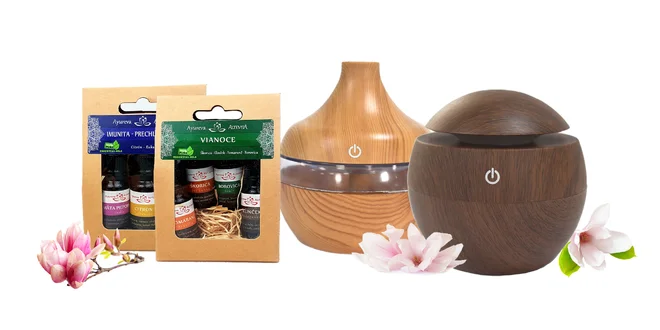 Aroma difúzery a sety prírodných esenciálnych olejov