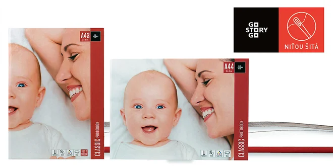 Prvotriedne niťou šité fotoknihy — A4 na výšku