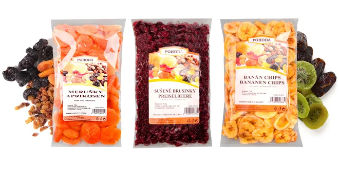 Chutné a zdravé balíčky sušeného ovocia