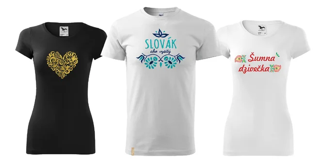 Dámske alebo pánske tričko s výšivkou ľudových srdiečok