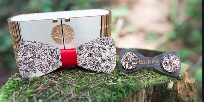 Originálne drevené motýliky i manžetové gombíky