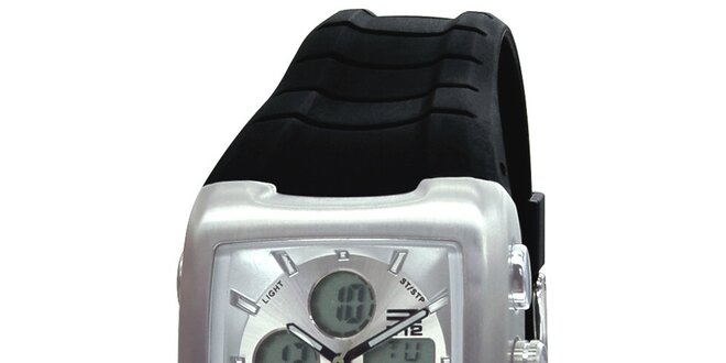 Stříbrné hodinky s černým řemínkem RG512