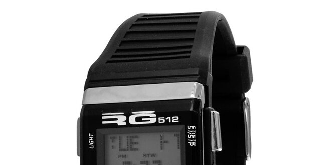 Černé digitální hodinky se stříbrnými detaily RG512