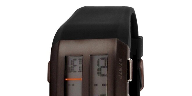Hnědé digitální hodinky s půleným displejem RG512