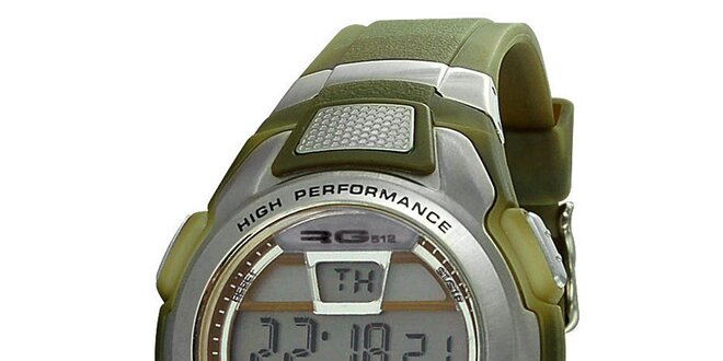 Zelenostříbrné kulaté digitální hodinky RG512