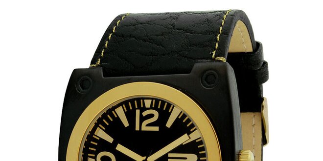 Černé hranaté hodinky s datumovkou RG512