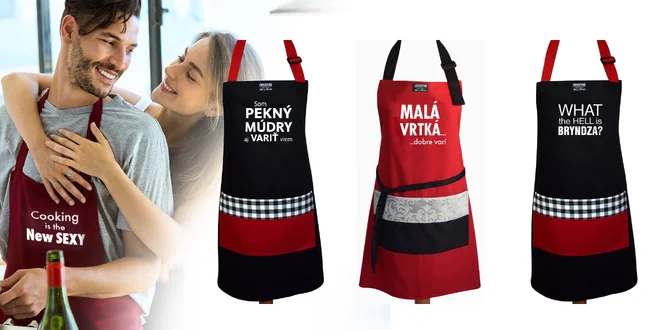 Šikovné zástery s vtipnými hláškami