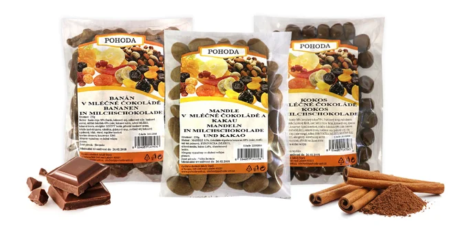 Ovocie a orechy v mliečnej čokoláde Pohoda