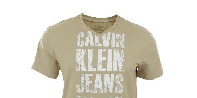 Pánské béžové tričko s potiskem Calvin Klein