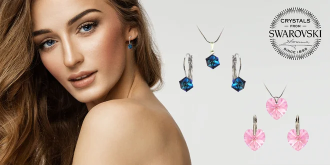 Darčekové sety šperkov Swarowski v tvare srdca či kocky