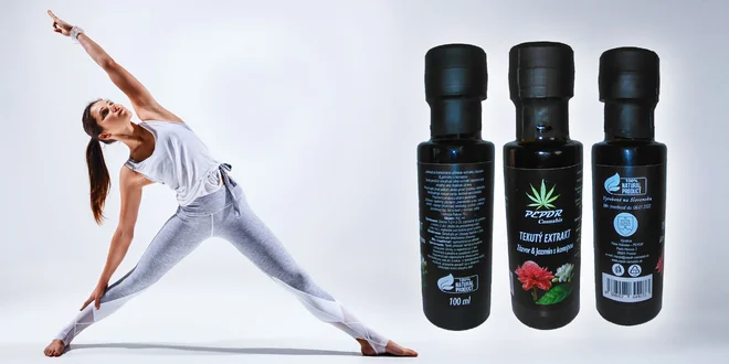 Tekutý extrakt z jazmínu, zázvoru a konope