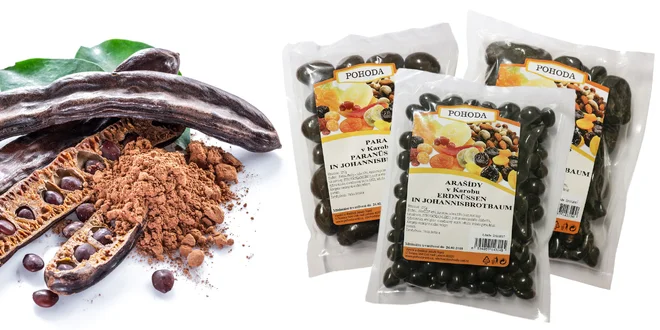 Ovocie a orechy obalené v karobe