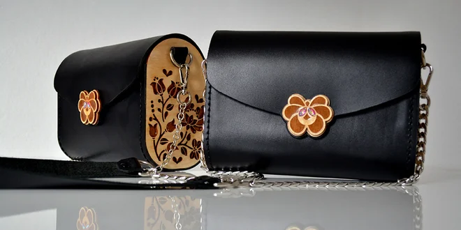 Dámske drevené kabelky s folklórnymi motívmi