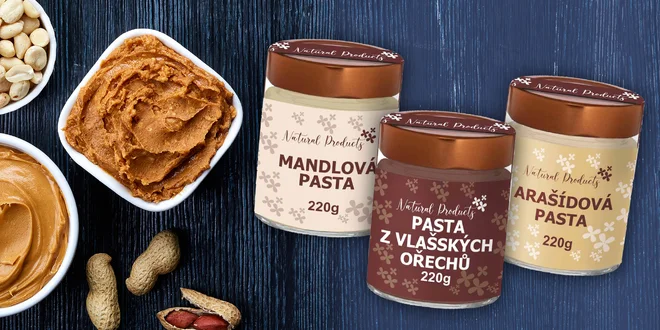 Pasty z arašidov, sezamu či orechov i mandlí