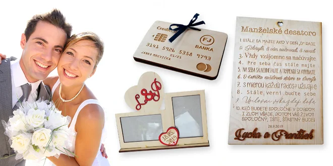 Personalizované drevené darčeky pre novomanželov