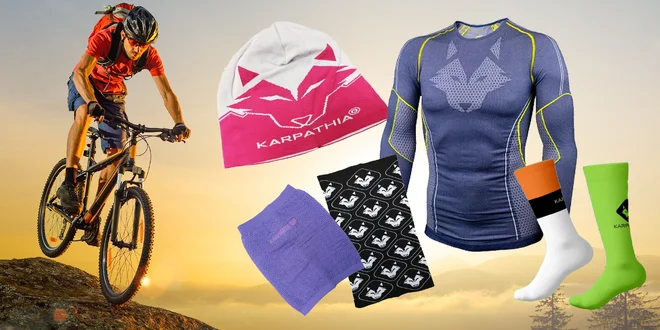 Cyklistické ponožky, nákrčníky, čiapky a tričká Karpathia