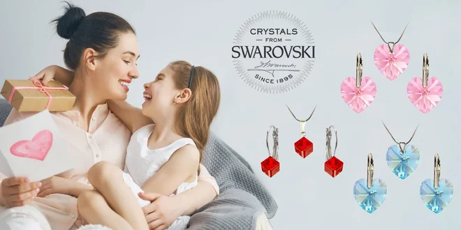 Darčekové sety šperkov Swarowski v tvare srdca či kocky