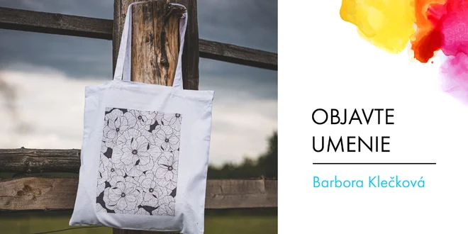 Bavlnené tašky a obraz od umelkyne Barbory Klečkovej