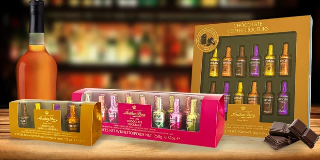 Čokoládové fľaštičky s alkoholom: likér, cognac i whisky