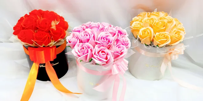 Voňavé mydlové kytice alebo darčekový De Lux tanier