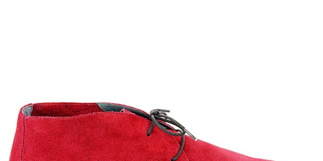 Dámské třešňově červené semišové kotníčkové boty Eye