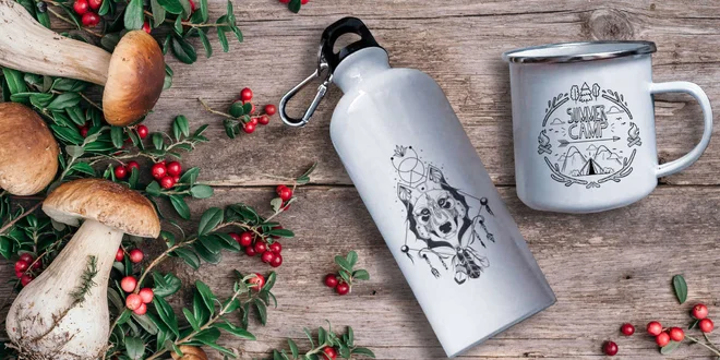 Smaltované turistické hrnčeky a fľaše
