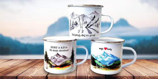 Smaltované turistické hrnčeky a fľaše