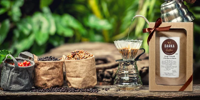 50 - 100 g Vzácna cibetková káva Kopi Luwak v rôznych hrúbkach mletia