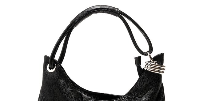 Dámská černá kabelka s jedním držadlem Carla Ferreri